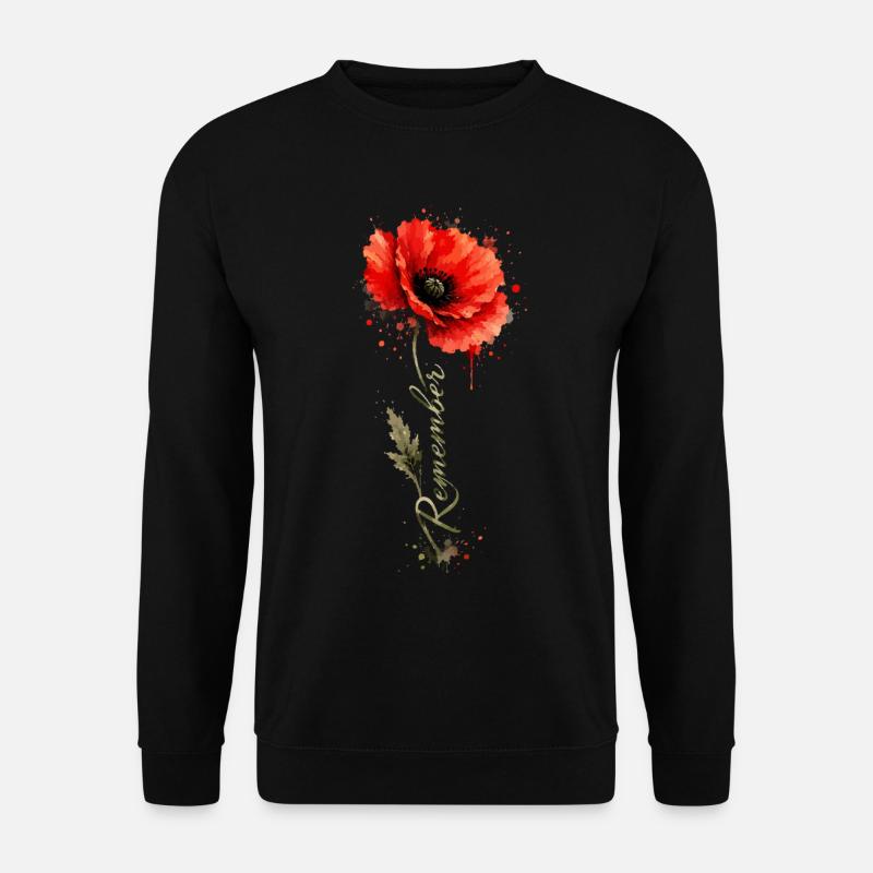 Poppy Remember | Remembrance Day Tribute - Unisex Sweatshirt - black