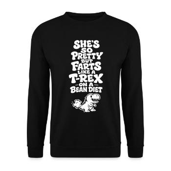 Humour Couple – Elle Pète comme un T-Rex - Sweat-shirt Unisexe - noir - Devant - Alina (178cm) & Michal (187cm)