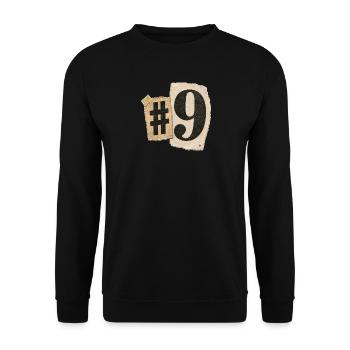Zahl Neun Collage Typografie - Unisex Pullover - Schwarz - Vorne - Alina (178cm) & Michal (187cm)