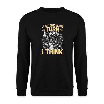 Just one more turn Hiking Mountains Mountaineering - Unisex Sweatshirt - black - Front - Alina (178cm) & Michal (187cm)
