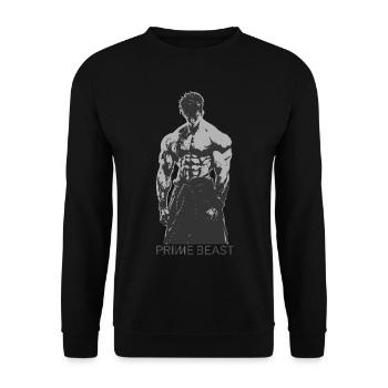 Prime Beast Gymshirt Anime Bodybuilder-Ästhetik - Unisex Pullover - Schwarz - Vorne - Alina (178cm) & Michal (187cm)