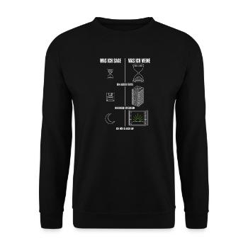 Was ich sage Was ich meine Gamer Zocker Herren - Unisex Pullover - Schwarz - Vorne - Alina (178cm) & Michal (187cm)