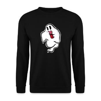 Fantôme avec un donut et une tasse - Sweat-shirt Unisexe - noir - Devant - Alina (178cm) & Michal (187cm)
