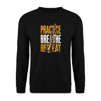 Repeat-Music Trumpet Trumpeter Musician - Unisex Sweatshirt - black - Front - Alina (178cm) & Michal (187cm)