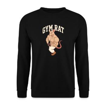 Gym Rat lustige muskulöse Bodybuilder-Maus - Unisex Pullover - Schwarz - Vorne - Alina (178cm) & Michal (187cm)