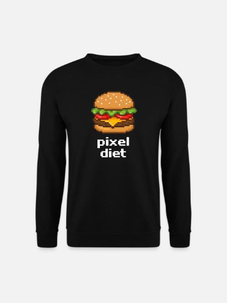Pixel Diet Burger Nerd - Unisex Pullover - Schwarz