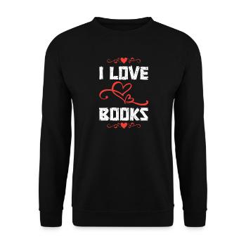 I Love Books – Bücherliebe - Unisex Pullover - Schwarz - Vorne - Alina (178cm) & Michal (187cm)