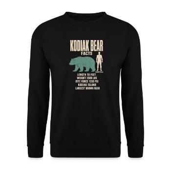 Kodiak Bear Fakten Tierrekord Größenvergleich - Unisex Pullover - Schwarz - Vorne - Alina (178cm) & Michal (187cm)