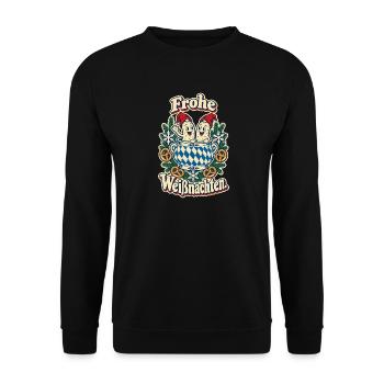 Frohe Weißnachten - Unisex Pullover - Schwarz - Vorne - Alina (178cm) & Michal (187cm)