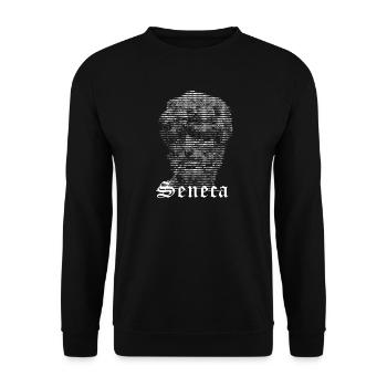 Seneca ASCII Kunstporträt - Unisex Pullover - Schwarz - Vorne - Alina (178cm) & Michal (187cm)