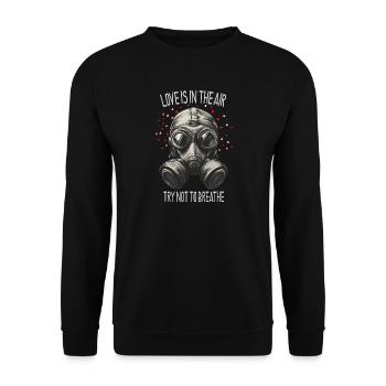 Love Is in the Air – Schwarzer Humor - Unisex Pullover - Schwarz - Vorne - Alina (178cm) & Michal (187cm)