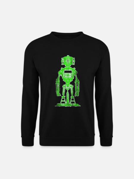Neon Green Robot Drawing - Unisex Sweatshirt - black