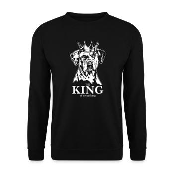 Catahoula Leopard Dog King of everything Wilsigns - Unisex Pullover - Schwarz - Vorne - Alina (178cm) & Michal (187cm)