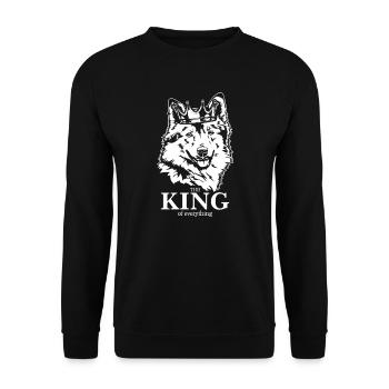 Islandhund King of everything Hunde Wilsigns - Unisex Pullover - Schwarz - Vorne - Alina (178cm) & Michal (187cm)