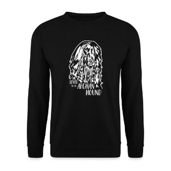 Afghane aimée par un lévrier afghan Greyhound Wilsigns - Sweat-shirt Unisexe - noir - Devant - Alina (178cm) & Michal (187cm)