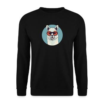 Alpaca Lama Sunglasses - Unisex Sweatshirt - black - Front - Alina (178cm) & Michal (187cm)