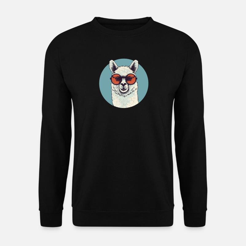 Alpaca Lama Sunglasses - Unisex Sweatshirt - black