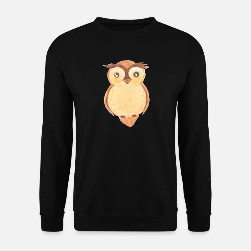Uhu Eule Aquarell - Unisex Pullover - Schwarz