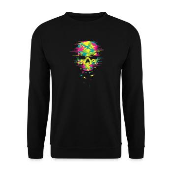 Techno Totenkopf - Unisex Pullover - Schwarz - Vorne - Alina (178cm) & Michal (187cm)