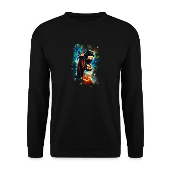 Horse hilariously large mouth watercolor splashes - Unisex Sweatshirt - black - Front - Alina (178cm) & Michal (187cm)