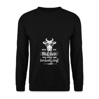 Ein Mädchen liebt Kühe - Unisex Pullover - Schwarz - Vorne - Alina (178cm) & Michal (187cm)