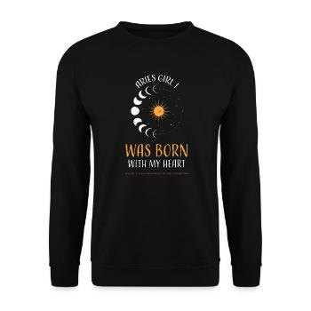 Bélier fille je suis né avec mon il... - Sweat-shirt Unisexe - noir - Devant - Alina (178cm) & Michal (187cm)