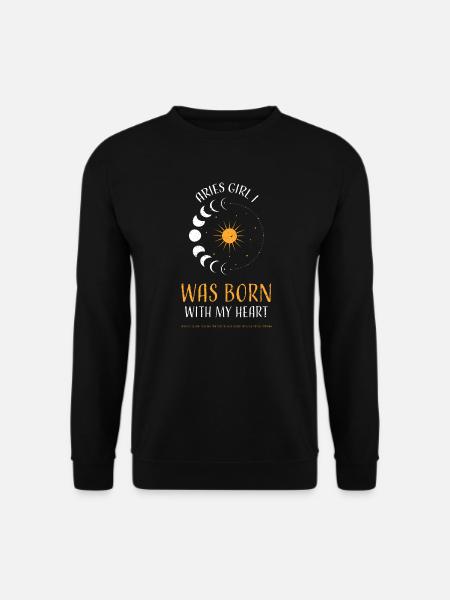 Aries Girl I Was Born With My He... - Unisex Pullover - Schwarz