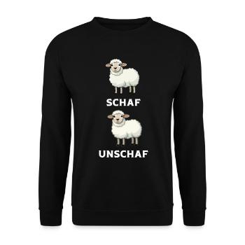 EIn Schaf und unschaf zwei lustige Schafe unscharf - Unisex Pullover - Schwarz - Vorne - Alina (178cm) & Michal (187cm)