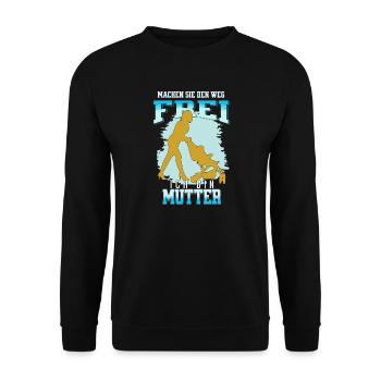 Mutter hat es Eilig - Unisex Pullover - Schwarz - Vorne - Alina (178cm) & Michal (187cm)