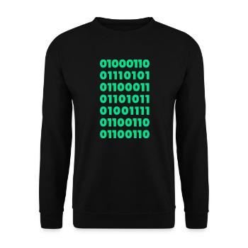 Binary Code Message Tee: Subtle Yet Bold - Unisex Sweatshirt - black - Front - Alina (178cm) & Michal (187cm)