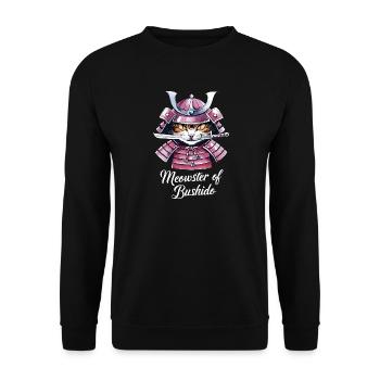 Aquarell Samurai Katze - Unisex Pullover - Schwarz - Vorne - Alina (178cm) & Michal (187cm)