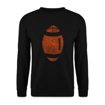 Football Fingerabdruck- Team - Rugby - Ball - Game - Sweat-shirt Unisexe - noir - Devant - Alina (178cm) & Michal (187cm)