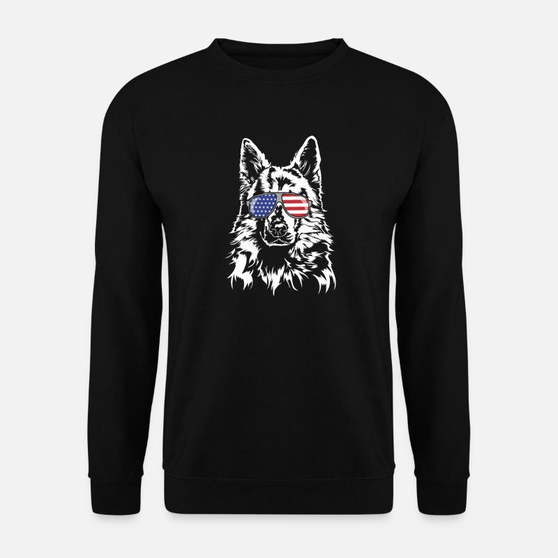 WEISSER SCHWEIZER SCHAEFERHUND Amerika Fahne Hunde - Unisex Pullover - Schwarz