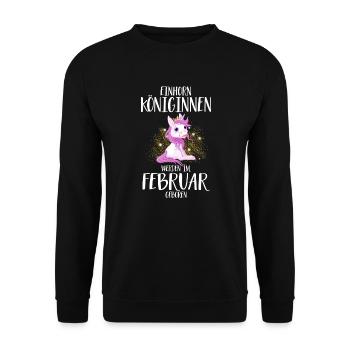 EINHORN KÖNIGINNEN WERDEN IM FEBRUAR GEBOREN - Unisex Pullover - Schwarz - Vorne - Alina (178cm) & Michal (187cm)