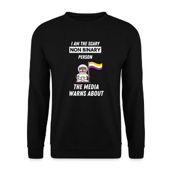 LGBTQIA Cadeau de loutre d’astronaute non binaire LGBT - Sweat-shirt Unisexe - noir - Devant - Alina (178cm) & Michal (187cm)