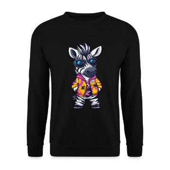 Zebra Comic Lustig Sommer - Unisex Pullover - Schwarz - Vorne - Alina (178cm) & Michal (187cm)
