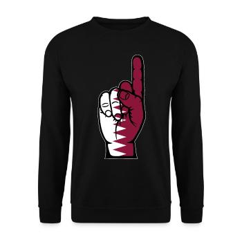 Katar Flagge Nummer 1 - Unisex Pullover - Schwarz - Vorne - Alina (178cm) & Michal (187cm)