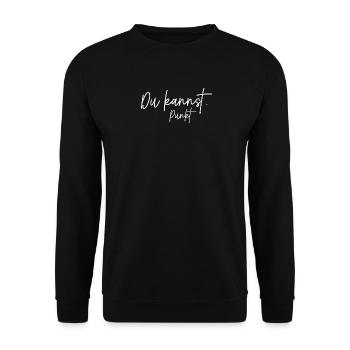 Humorvoller Spruch "Du kannst Punkt" - Unisex Pullover - Schwarz - Vorne - Alina (178cm) & Michal (187cm)