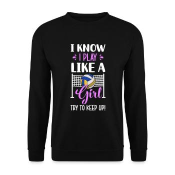 Sports Player Ball Team - Unisex Sweatshirt - black - Front - Alina (178cm) & Michal (187cm)