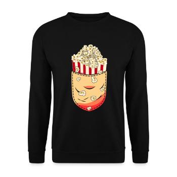 Kinofilm Kino Snack Geschenk Brusttasche Popcorn - Unisex Pullover - Schwarz - Vorne - Alina (178cm) & Michal (187cm)