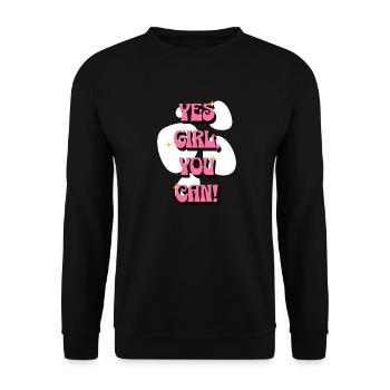 les filles, tu peux ! | Affirmations positives rose - Sweat-shirt Unisexe - noir - Devant - Alina (178cm) & Michal (187cm)