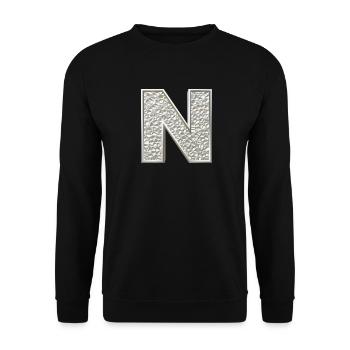 N, letter, letter N, initial, initial N, monogram, - Unisex Pullover - Schwarz - Vorne - Alina (178cm) & Michal (187cm)