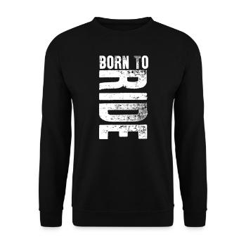 Geboren, Reiten Sportliebhaber Geschenkidee zu reiten - Unisex Pullover - Schwarz - Vorne - Alina (178cm) & Michal (187cm)
