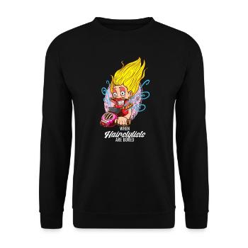 Lustige Friseurin Friseursalon Blondine - Unisex Pullover - Schwarz - Vorne - Alina (178cm) & Michal (187cm)