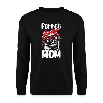 Frauen Frettchen Mama Rot Bandanna Lustiges Wiesel - Unisex Pullover - Schwarz - Vorne - Alina (178cm) & Michal (187cm)