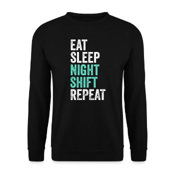 Mangez Dormez Équipe de nuit Travailleur de quart de nuit - Sweat-shirt Unisexe - noir - Devant - Alina (178cm) & Michal (187cm)