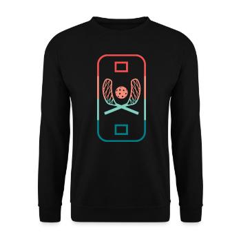 Floorball Playing Field Floorballer Retro Floorball - Unisex Sweatshirt - black - Front - Alina (178cm) & Michal (187cm)