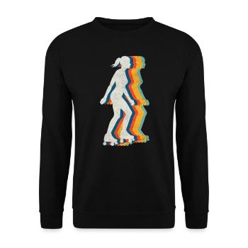 Roller Skating Vintage Mädchen Rollschuh - Unisex Pullover - Schwarz - Vorne - Alina (178cm) & Michal (187cm)