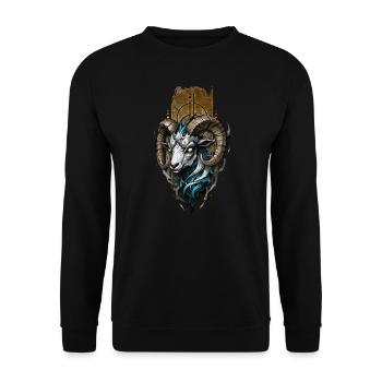 Majestic Ram: Guardian of the Mountains - Unisex Sweatshirt - black - Front - Alina (178cm) & Michal (187cm)