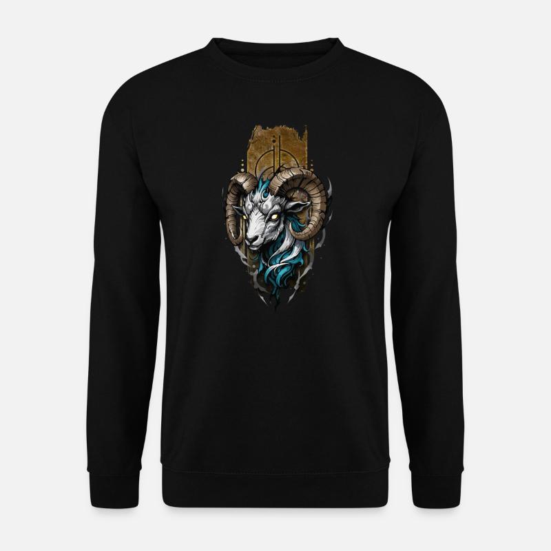 Majestätischer Widder: Wächter der Berge - Unisex Pullover - Schwarz